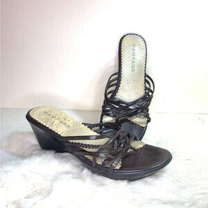 Vintage 90s/Y2K Rampage Platform Chunky Sandal Shoe Brown Strappy